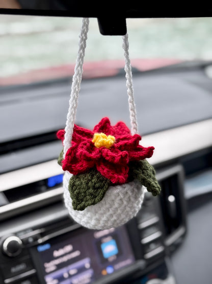 Poinsettia Car Hanging Plant Crochet Pattern