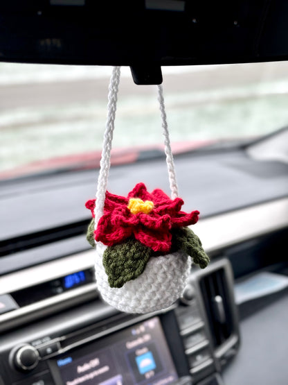 Poinsettia Car Hanging Plant Crochet Pattern