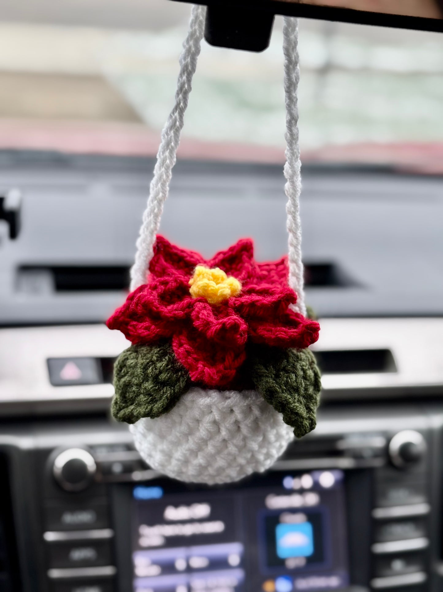 Poinsettia Car Hanging Plant Crochet Pattern