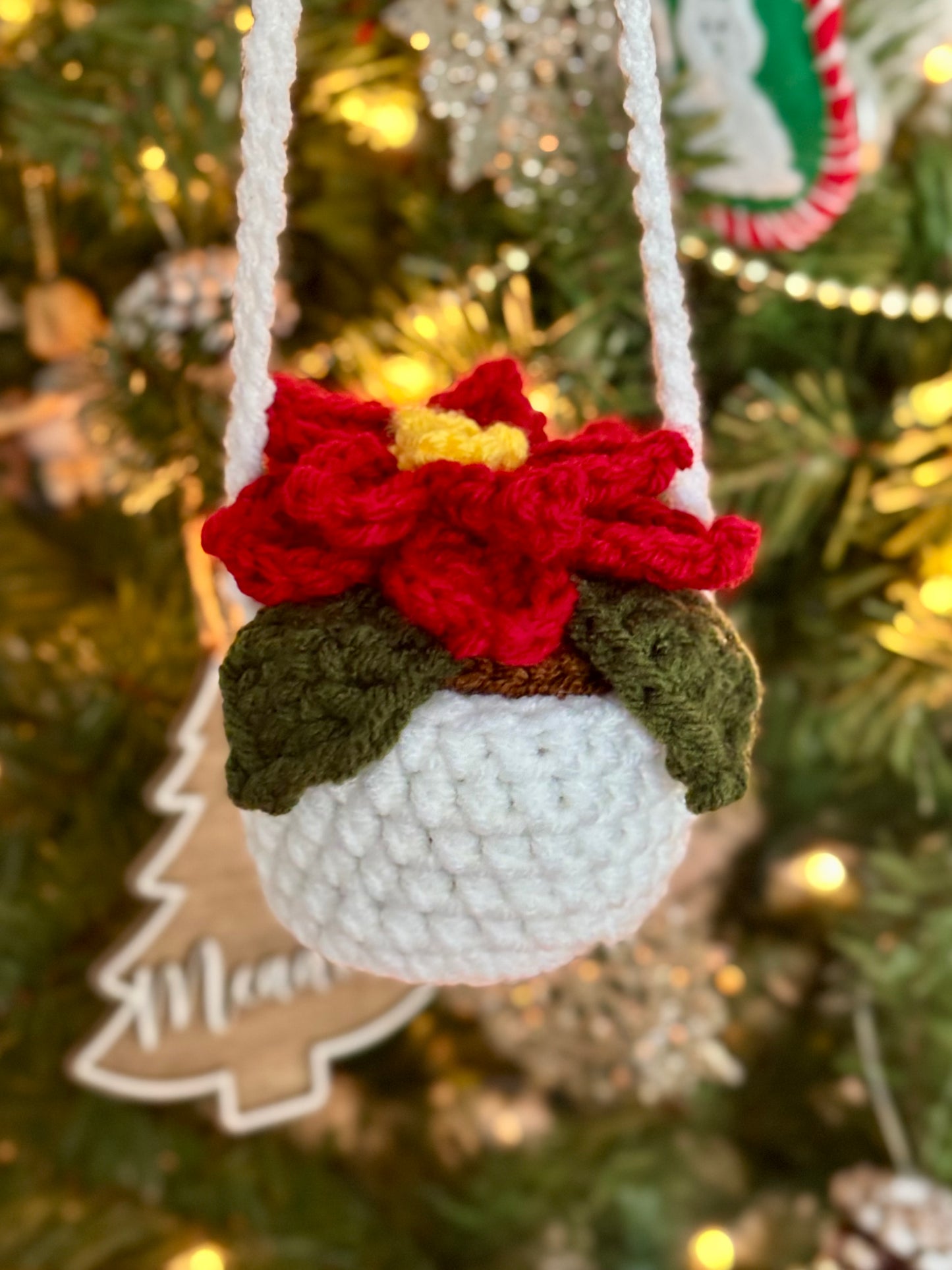 Poinsettia Car Hanging Plant Crochet Pattern