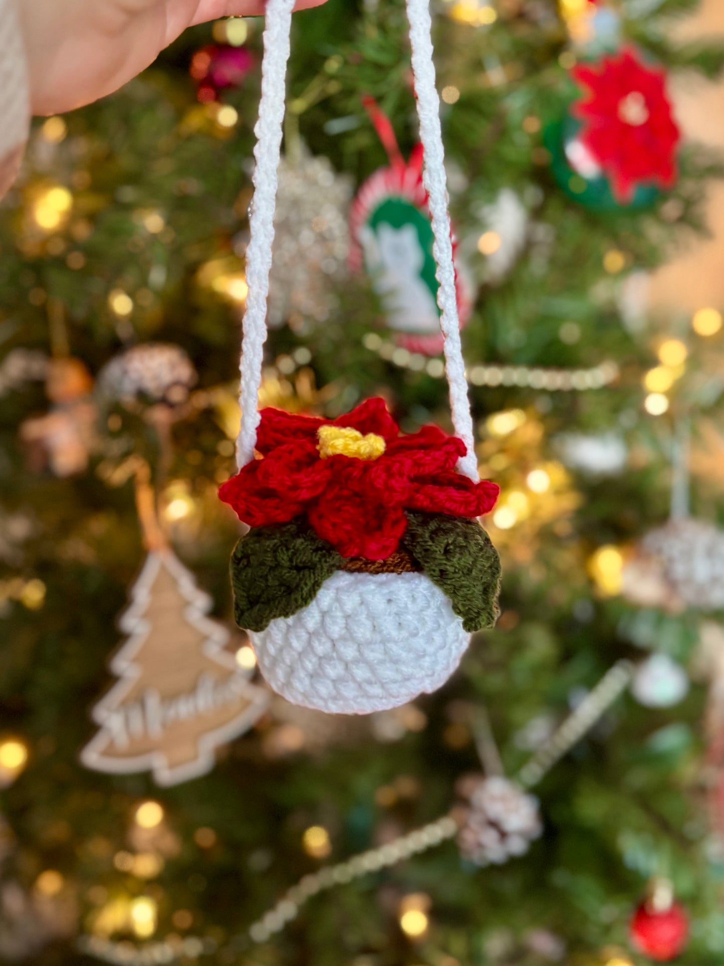 Poinsettia Car Hanging Plant Crochet Pattern